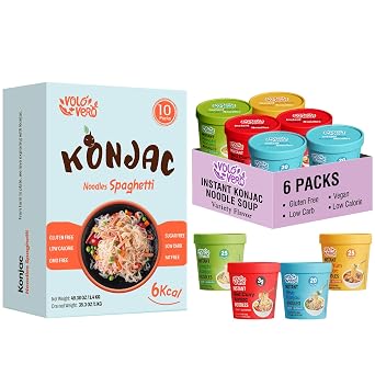 VOLO VERO Konjac Noodles, 16 Packs, Vegan, Gluten-Free, Keto, Low Calorie, Low Sugar, Low GI, Low Carb Shirataki Noodle Pasta, Ready to Eat, Healthy Mael, Holiday Gifts
