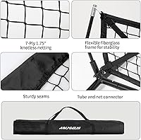 Vista 7 de 7'X7' Baseball Softball Practice Net,Pitching Net,Batting Net,with Baseball Tee,Bonus Strike Zone and Bow Frame,for Hitting,Pitching, Catching