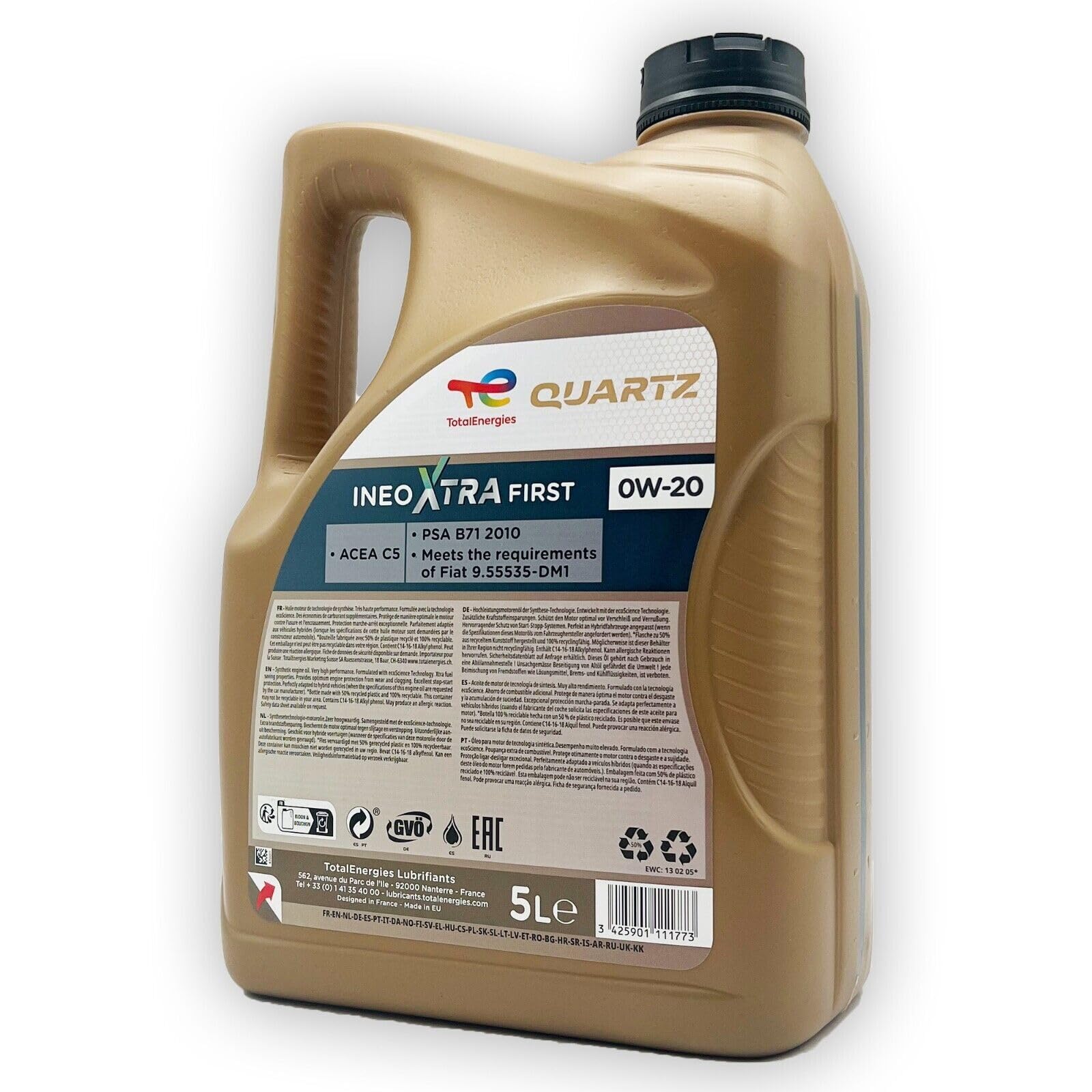5 L Total Quartz Ineo Xtra First 0W-20 | Kompatibel mit | PSA B71 2010 | Opel/Vauxhall OV 040 1547 - A20 | 5 Liter | Motoröl | Motorenöl | mit Trichter | weitere Empfehlungen siehe Artikelbeschreibung