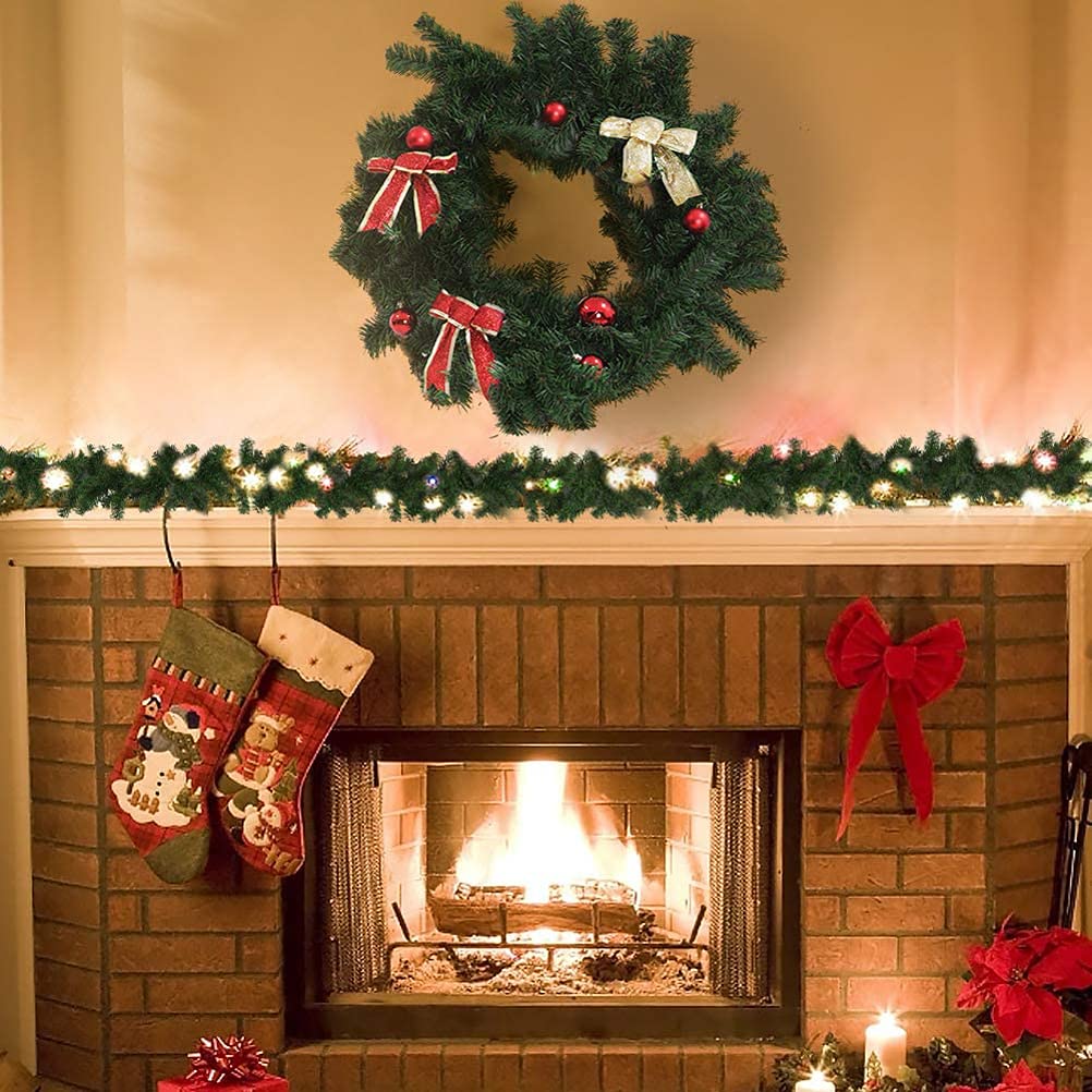 2,7 Metri Vite Artificiale di Natale con 30 LED, Ghirlanda Decorata Pre-Illuminata a Luce, Corona di Abete Natalizia, Illuminazione Decorazione Natalizia, per Decorare Porta, ,