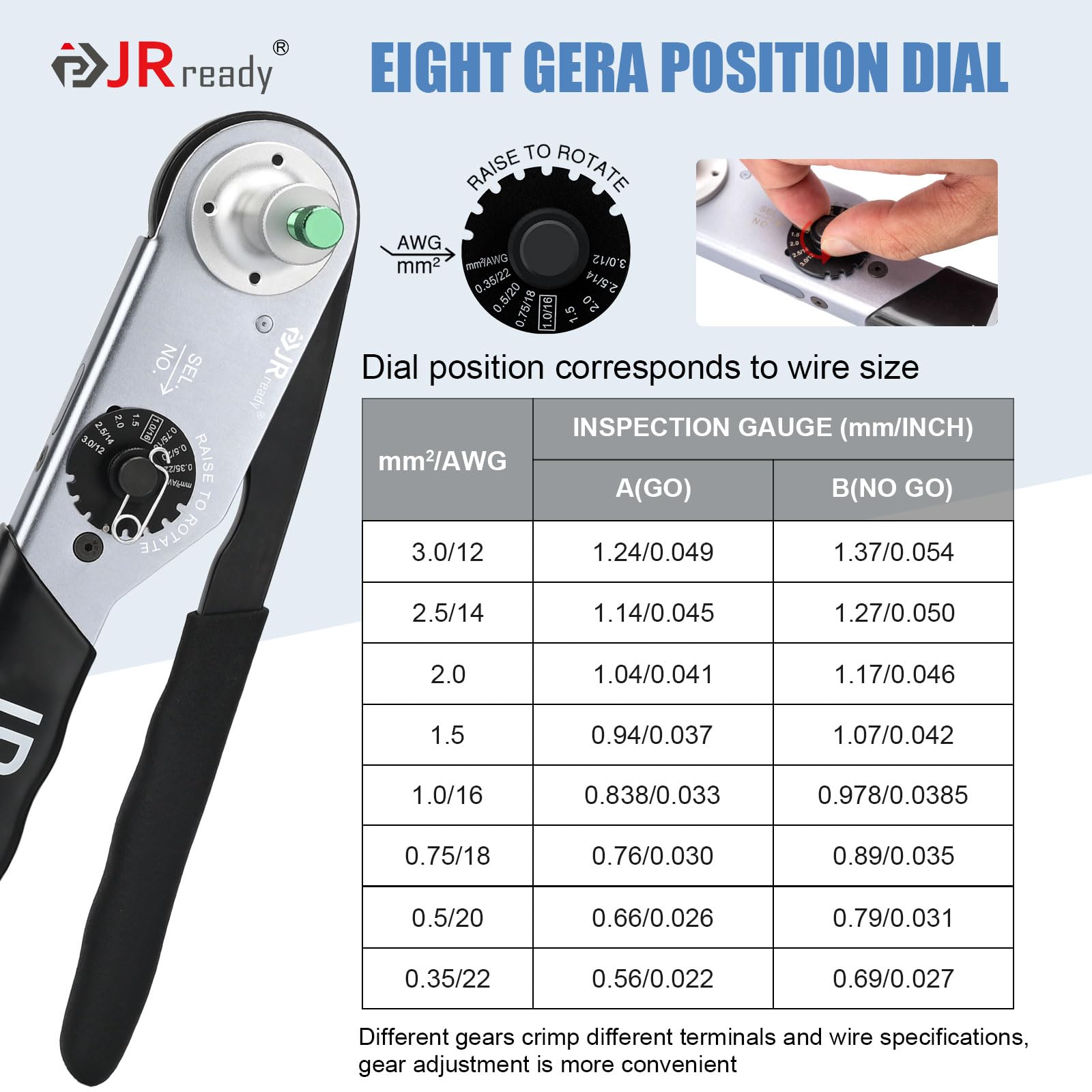 JRready JRD-HDT-48 Herramienta de Crimpado Deutsch para Contactos Sólidos 12-22AWG
