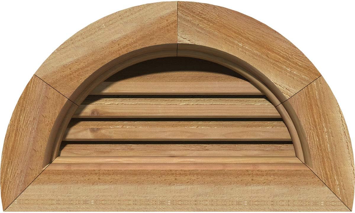 Ekena Millwork GVWHR28X1400RFUWR Half Round Gable Vent, 33"W x 19"H (Rough Opening: 28"W x 14"H), Western Red Cedar, Unfinished