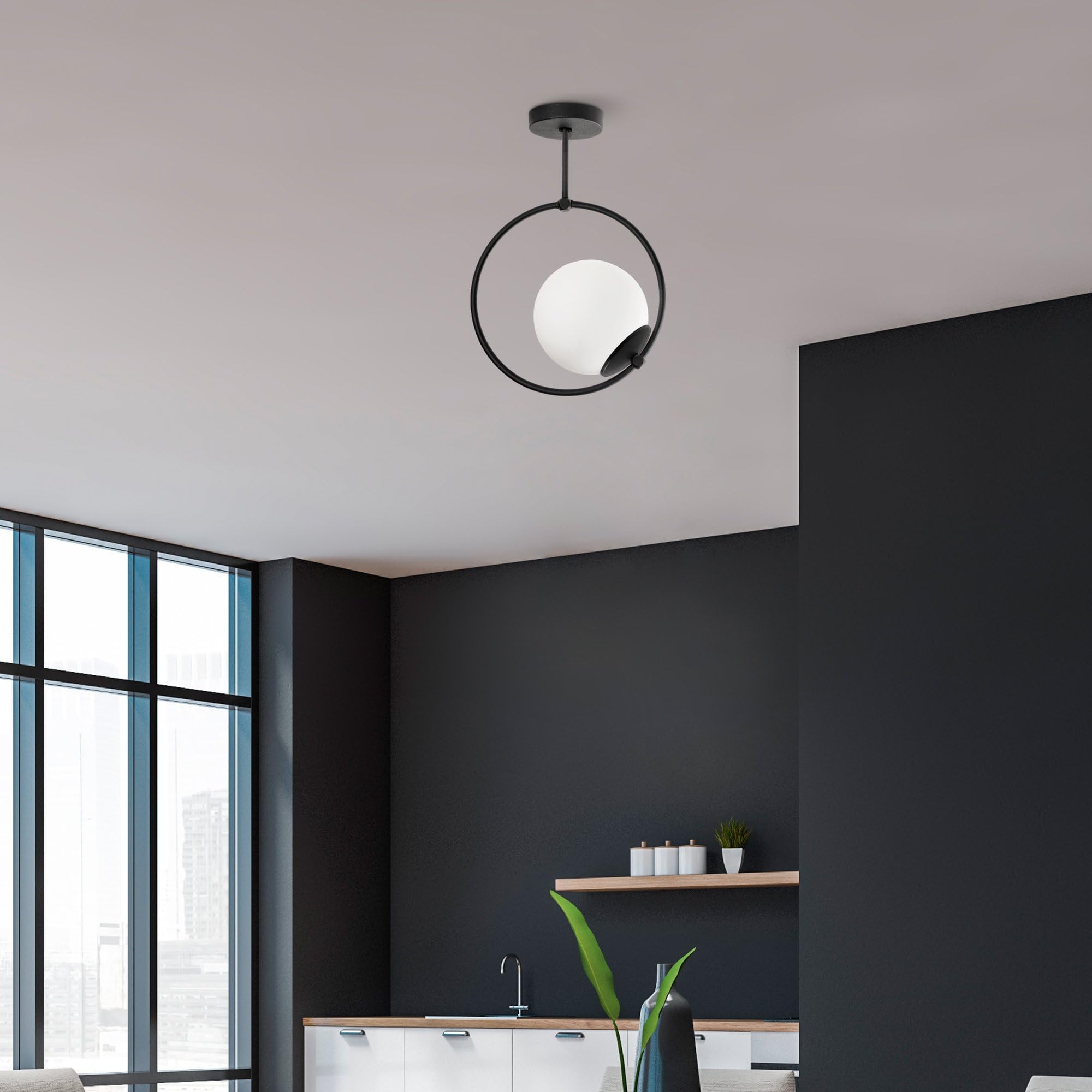 Lustre noir moderne pour salon et salle à manger | Ambiance chaleureuse