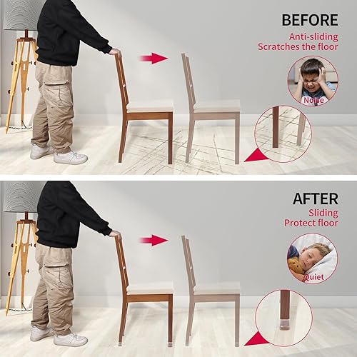 Miniatura 4 de 24 protectores rectangulares de suelo para patas de silla con fieltro, pequeñas tapas de silicona para patas de sillas para suelos de madera dura,