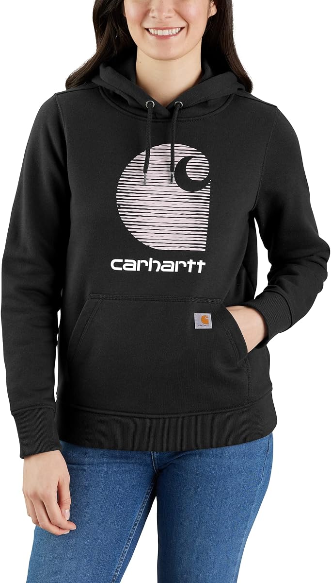 Carhartt Sudadera con gráfico del logo "C" de peso medio y ajuste relajado Rain Defender para mujer