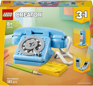 LEGO Creator 3 in 1 Retro Phone 31174 – Nostalgic Toy Making Set for Kids 8 Years and Over, Built as a 1980s or 2000s Model, Fun Gift Idea (383 Pieces)