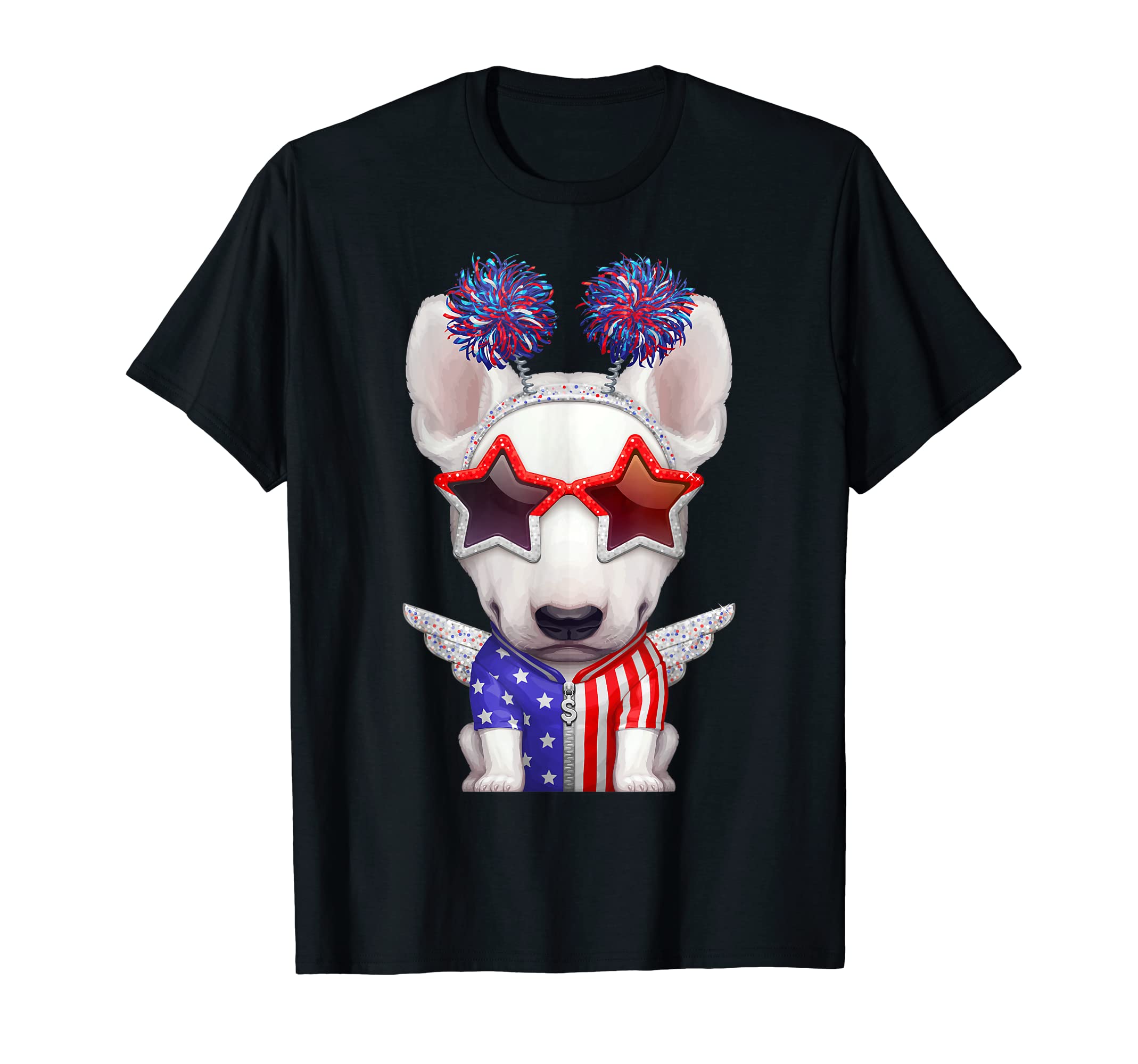 White English Bull Terrier Independence Day T-Shirt T-Shirt