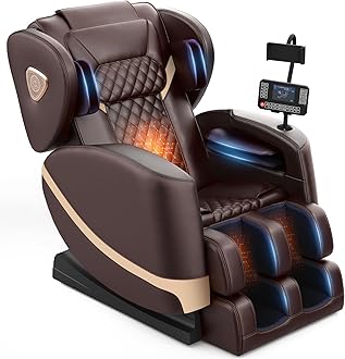 2025 Massage Chair Full Body, Zero Gravity Massage Chair with 10 Fix Rollers, Heating, Foot Massage, Auto Modes, Bluetooth Speaker, Touch Screen Controller (Brown Premium)