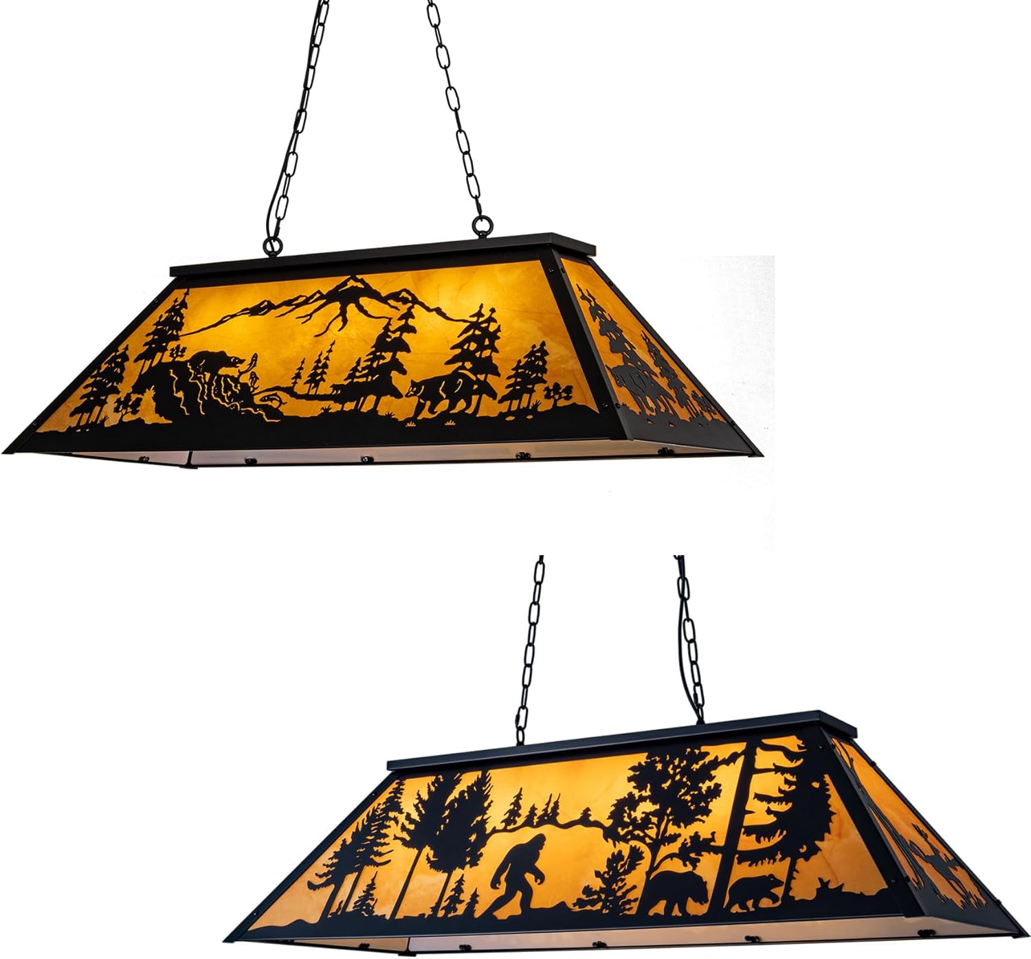 TOCHIC Rustic Pool Table Light, Vintage Tiffany Styles Bear Kitchen Island Chandelier Lighting, Farmhouse Chandelier for Billiards Table Game Room Man Cave Club Barn Bar Dining Room