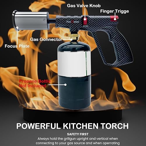 Miniatura 4 de Paquete de 2 potentes antorchas de cocina - Antorcha de cocina culinaria, Sous Vide, encendedores de carbón, iniciador de fogata, lanzallamas para