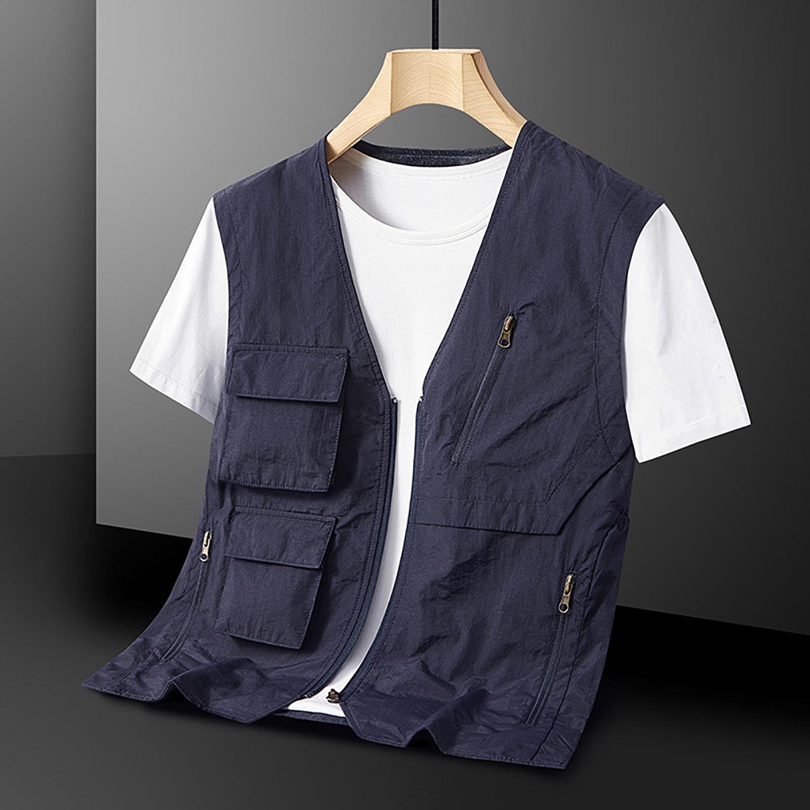 Gilet da uomo senza maniche con molte tasche, multifunzione, gilet senza maniche, gilet da pesca, fotografia, campeggio, gilet funzionale