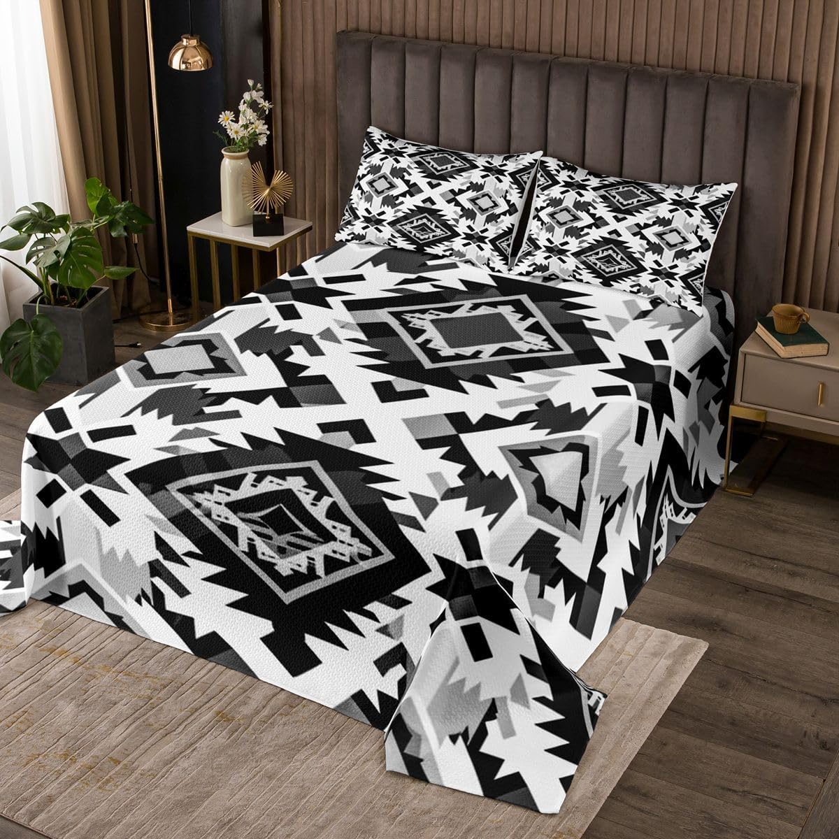Castle Fairy Brown Red Grid Bedspread,Geometric Patchwork Plaid Bedding Sets for Kids Teens Adults,Vintage Simple Grid Coverlet Set with 1 Pillowcase,Twin Size 2 Pcs