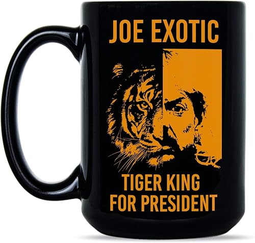 Joe Exotic Taza de café con diseño de tigre y Joe exótico para President, Negro