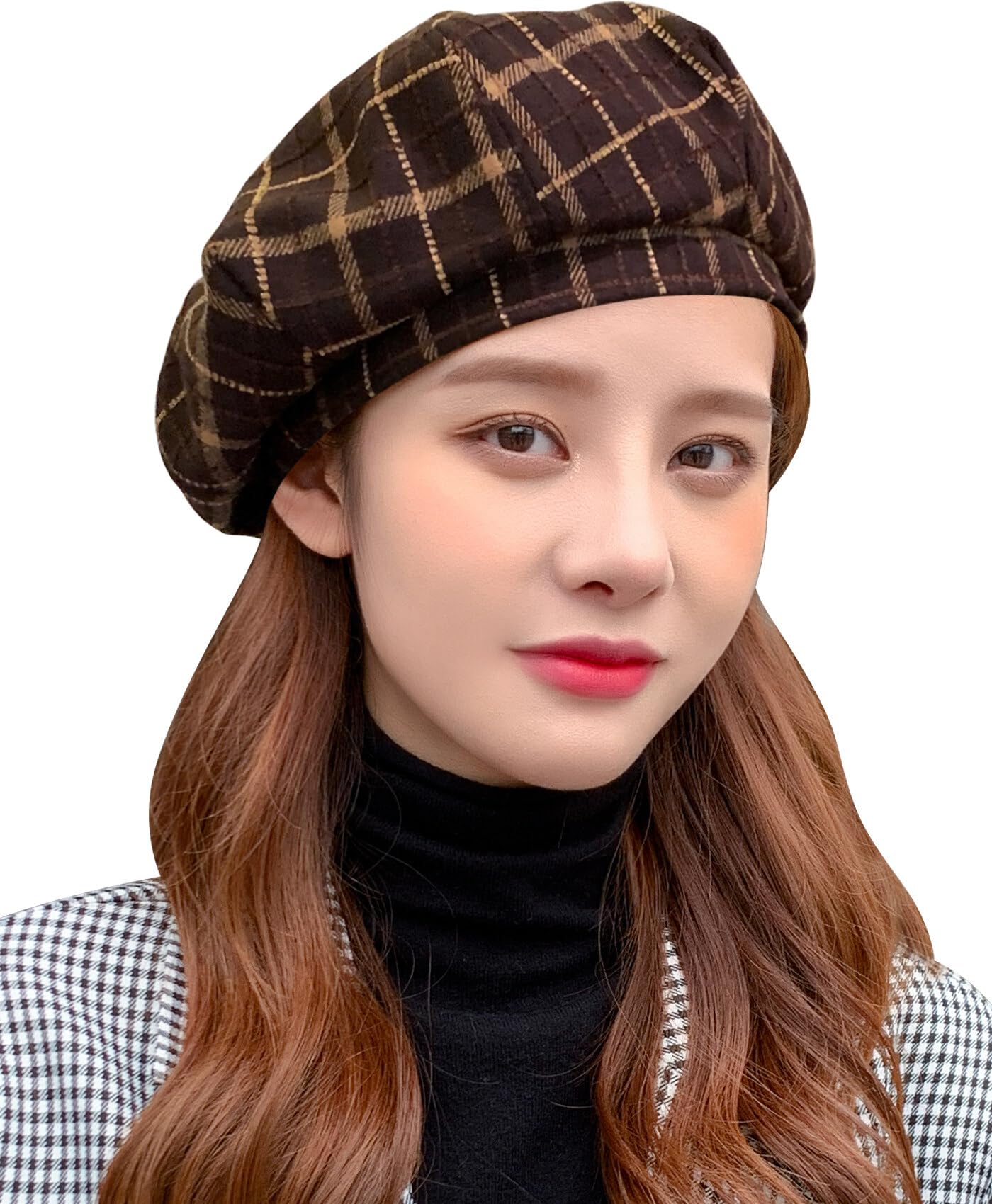 FEOYA Women’s Beret French Hat Fashion Newsboy Hat Plaid Classic Beanie Cap