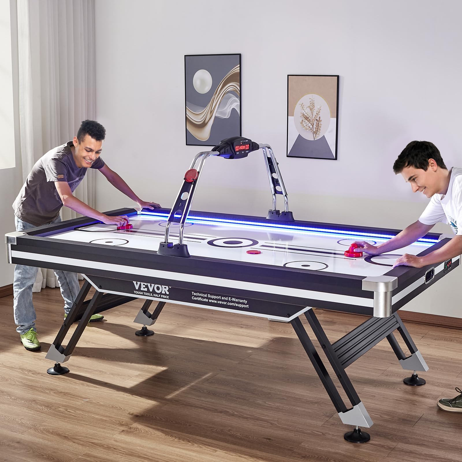 VEVOR Tavolo da Gioco ad Aria Compressa LED con 2 Dischi, 2 Spingitori, Sistema Punteggio Elettronico