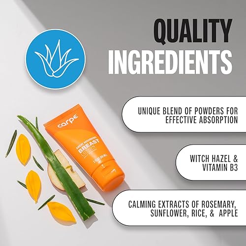 Miniatura 6 de Carpe No-Sweat Breast - Helps Keep Your Breasts and Skin Folds Dry - Sweat Absorbing Lotion - Helps Control Under Breast Sweat - Great For Chafing