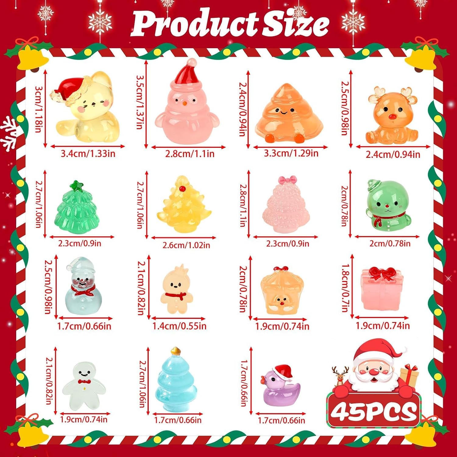 Jansun 45pcs Mini Christmas Luminous Resin Figurines image 2