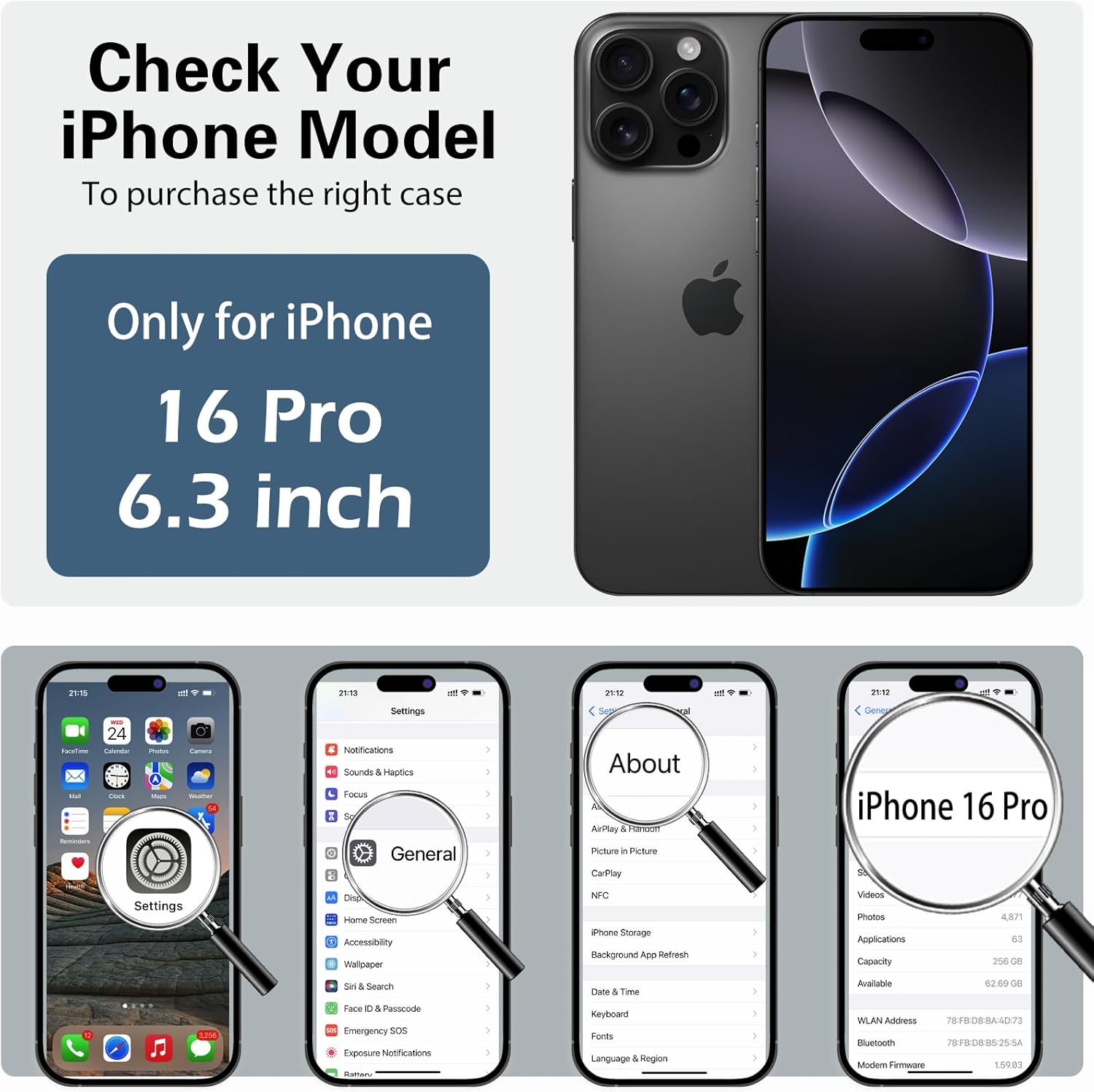 IYH for iPhone 16 Pro Case with Magnetic Invisible Stand 6.3''[Compatible with Magsafe][16FT Military Protection] Liquid Silicone Cases, Black - Image 6