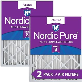 Nordic Pure 16x20x4M8-2 MERV 8 Pleated AC Furnace Air Filter, 16x20x4, Box of 2