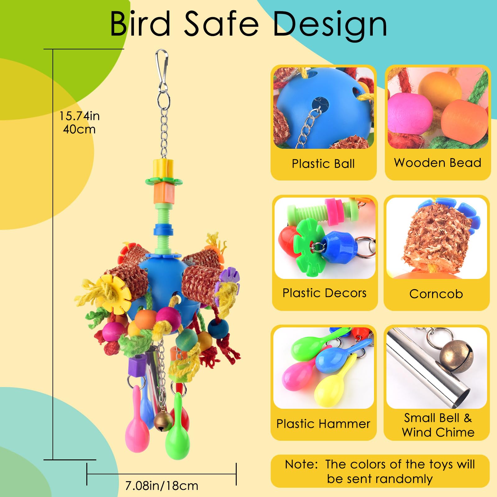 KATUMO Parrot Toys, Parakeet Foraging Shredder Hanging Toys Bird Ball Treats for Conure Mini Macaw Cockatiel Lovebird Small-Medium Birds - image 2