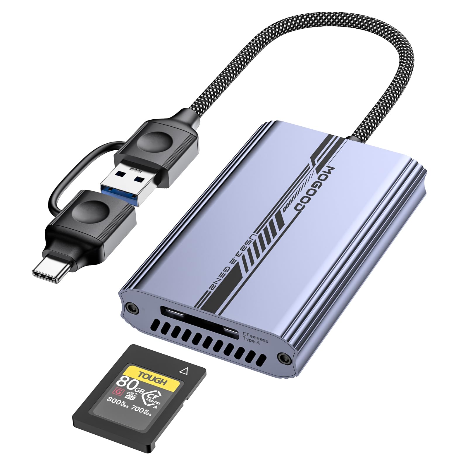 MOGOOD 10Gbps CFexpress Type A Card Reader USB-A/USB-C to CFexpress A Adapter Memory Card Reader for Type A Card Compatible with PC/Laptop/Mac/Linux/Windows