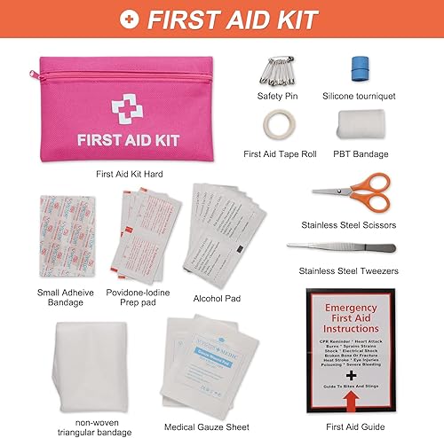 Miniatura 4 de THINKWORK - Kit de emergencia de automóvil, kit de asistencia de emergencia en carretera con cables de arranque de 10 pies, kit de primeros Rosado