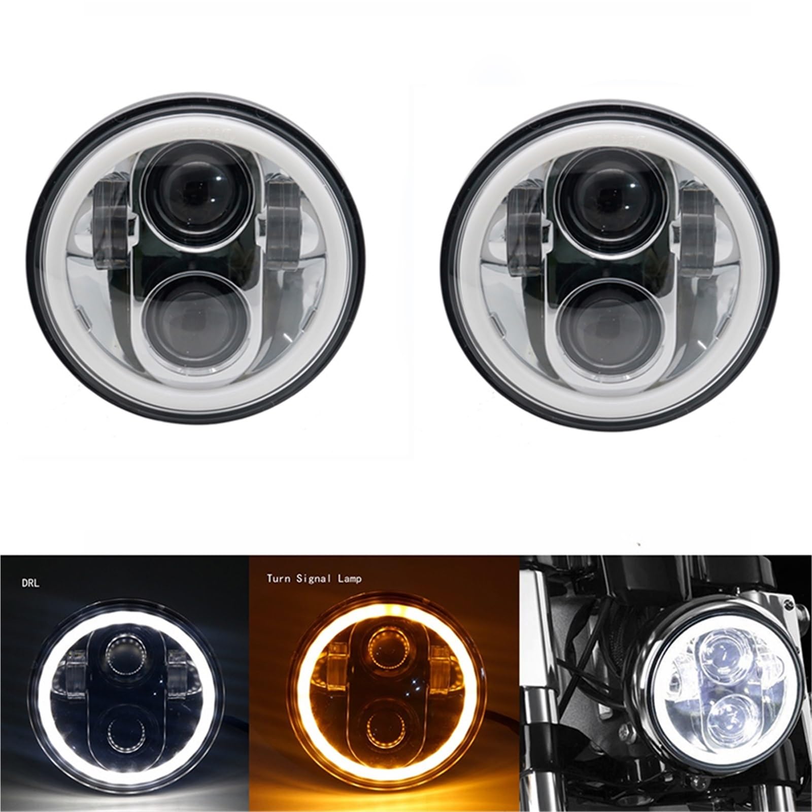 Faro Moto Per Speed ​​Triple Per Street Triple LED Fendinebbia | 2 fari a LED 5,75 pollici con fascio alto/basso Halo per 3 per Speed ​​Triple per Street Triple per proiettore Thunde 5 3/4"
