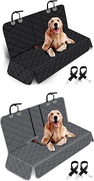 Yuntec Dog Car Seat Cover, Back Seat Cover for Dogs Pet Car Seat Protector Waterproof Bench Car Seat Cover, Non-Slip Reat Seat Cover fits Middle Armrest for Most Cars Trucks SUVs - Black+Grey