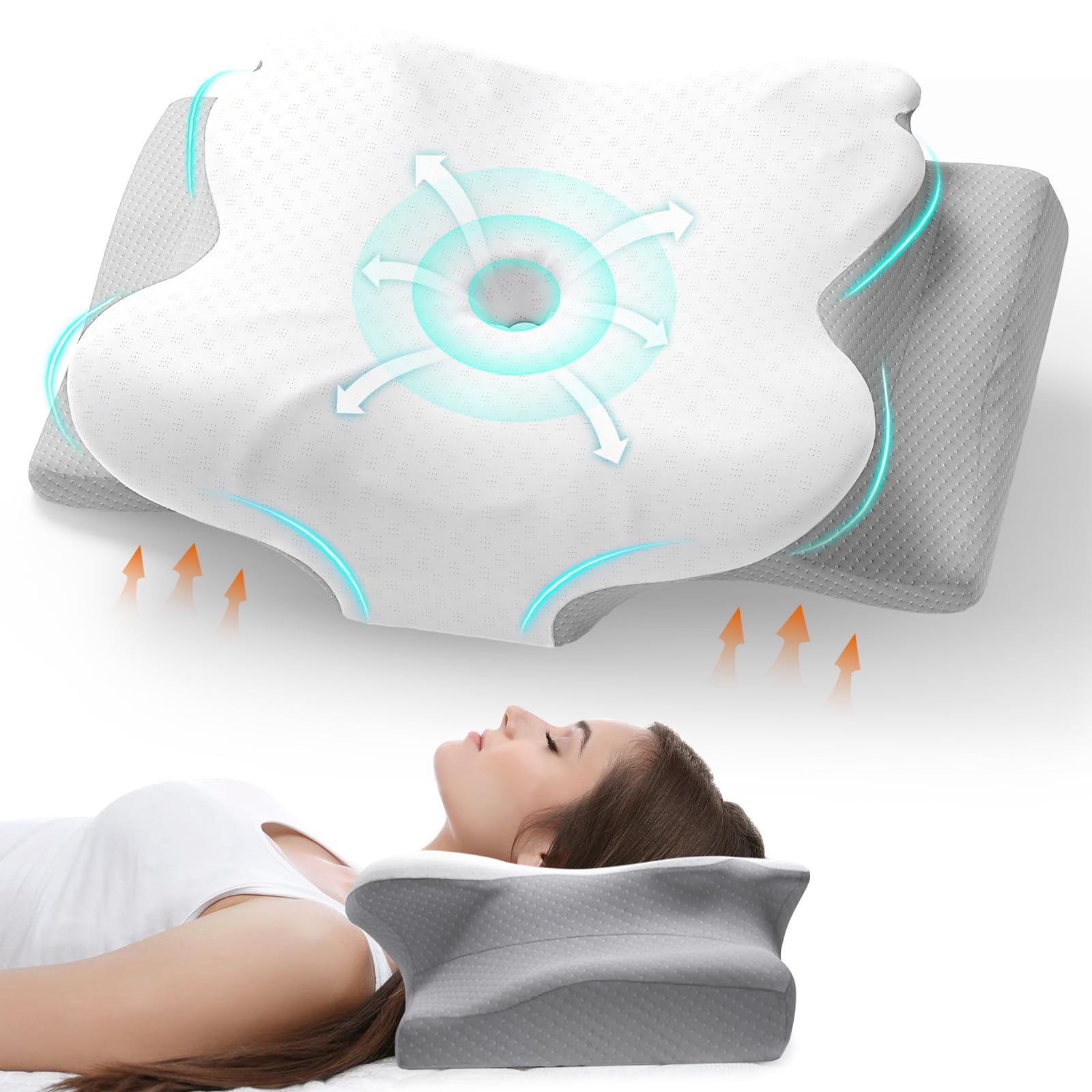 SereneCloud Cervical Pillow for Neck and Shoulder Support Contour Memory Foam Pillow for Sleeping Ergonomic Bed Pillow for