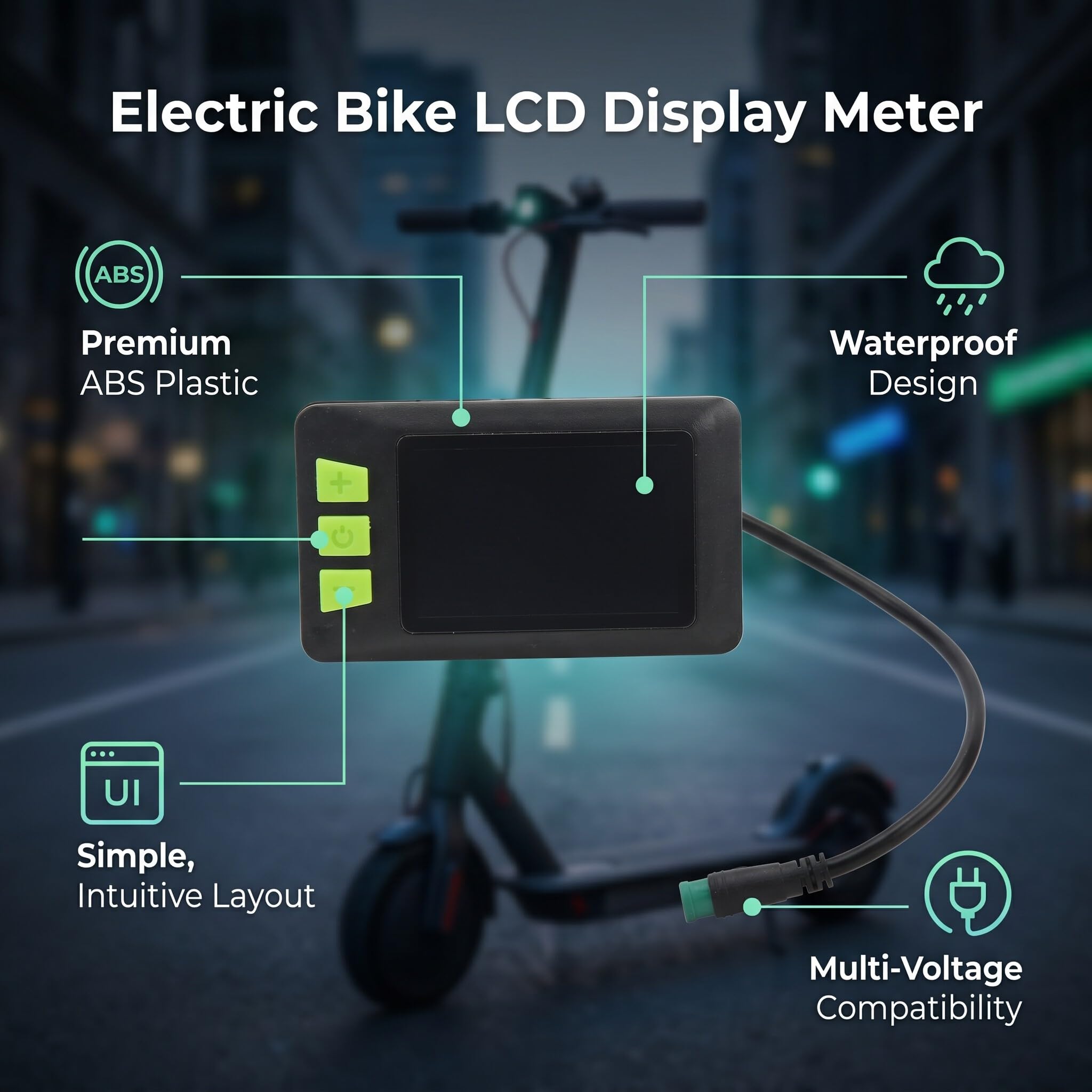 VGEBY Compteur d'affichage LCD pour Vélo électriqueCompteur d'affichage LCD pour Scooter électriqueCompteur ABS, Panneau de Commande 24V 36V 48V 60V, Compteurs de