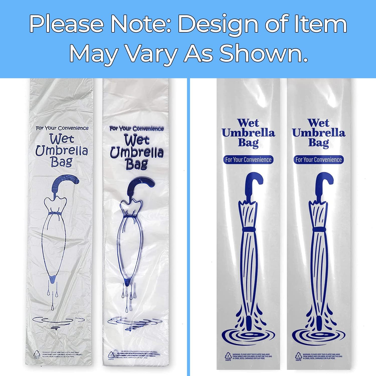 Heavy Duty Universal Fit Umbrella Rain Bags 100 Pk. Big Covers for Wet Umbrellas. Large Disposable Clear Plastic Sleeves Keep Church or Lobby Floors Dry. Perfect Refill for Any Bag Stand or Holder. - Image 8