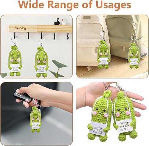 Miniatura 4 de MuMyer Funny Positive Crochet Potato Keychain Handmade Emotional Support Knitted Wool Potato Doll Keychain Gift for Bag Charm