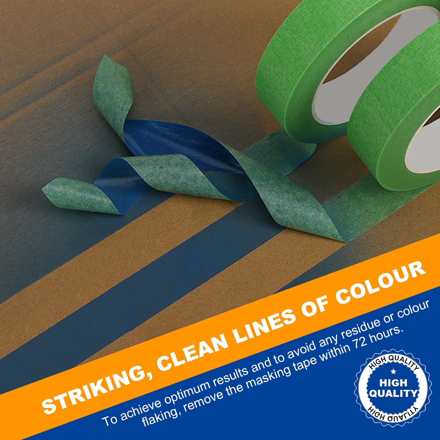 Rusoz Masking Tape For Painting 30mm x 50m, 2 Rolls Green Painters Tape - Image 4