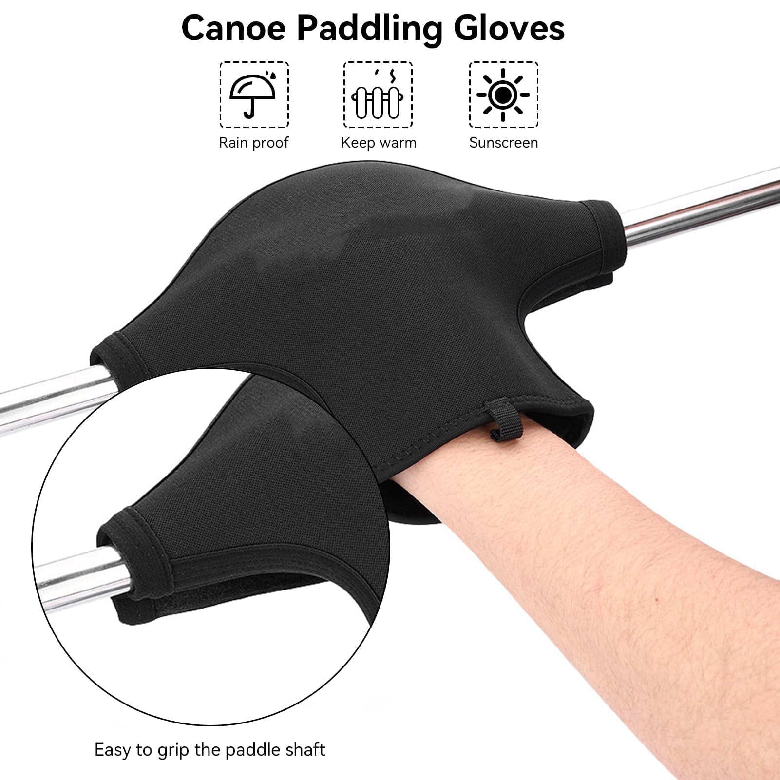 HERCHR Guantes de Remo de Neopreno, 1 Par 200g Guantes de Remo para Kayak Guantes de Kayak Antideslizantes e Impermeables para Kayak, Recorridos en Canoa, Kayak y Raftin(Negro)