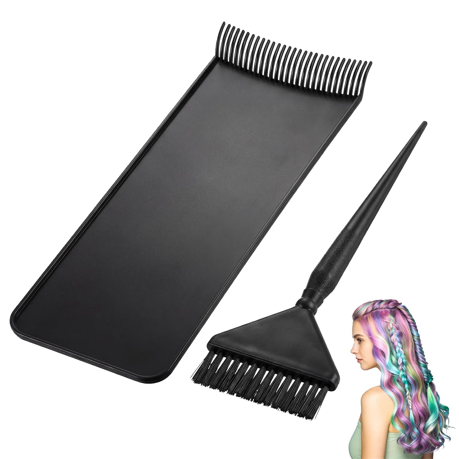 Ptwola 2 PCS Hair Coloring Board Balayage Highlighting Board and Brush Kit Balayage Boards with Teeth Hair Highlighting Paddle Kit for Hairstylists Dye Tools Salon Dying Accessories