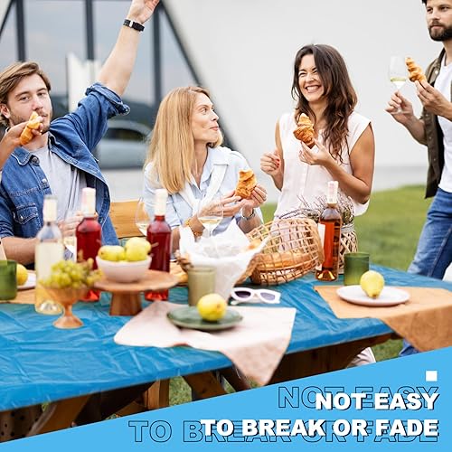 Miniatura 6 de Boao 12 Piezas Manteles de Plástico Desechables para Fiestas, Cubiertas de Mesa de Picnic con Elástico Ajustado de Otoño, Cubierta Elástica