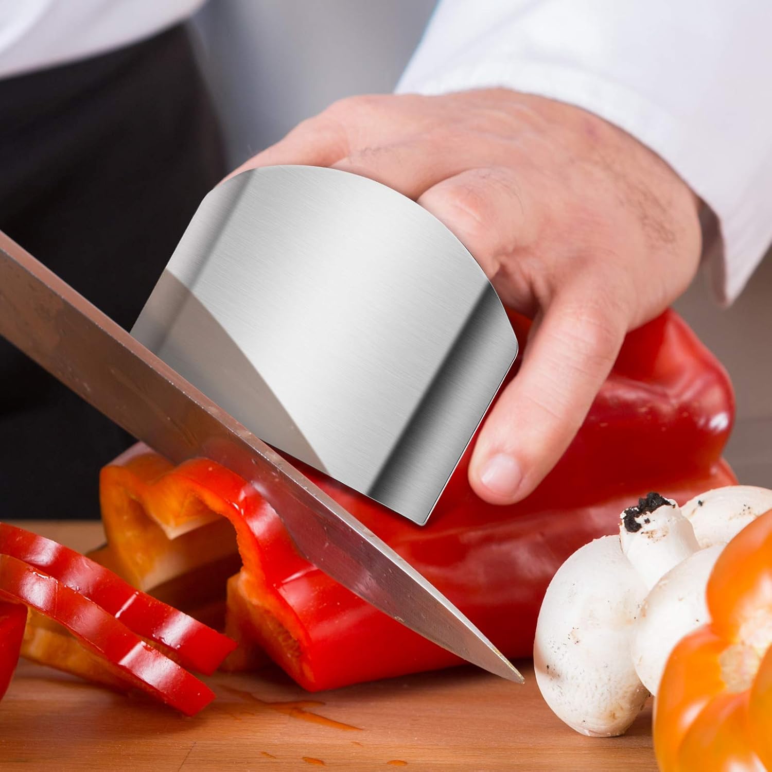 BeeSpring 2 Pcs Finger Guard for Cutting, Stainless Steel Knife Cutting Protector, Kitchen Tool Upgraded Double Finger Protectors, Avoid Hurting When Slicing and Chopping: Home & Kitchen