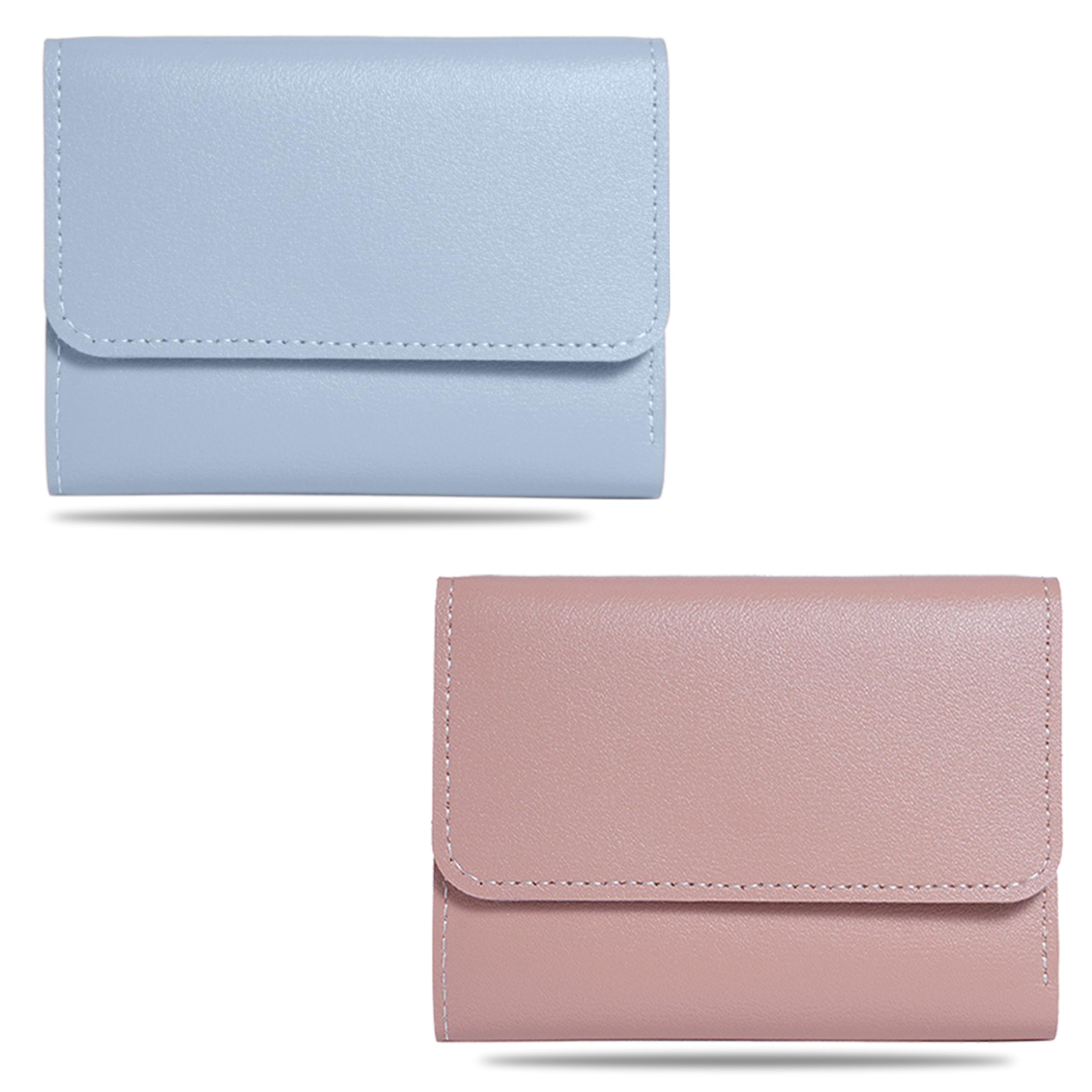 kraptick Women s Wallet Stylish Compact Purse Clutch with Card & Coin Holder Debit Card Organizer, Travel Wallet & Money Organizer for Women with 7 Card Slots (Light Blue & Pink) (Combo of 2)-picture-10