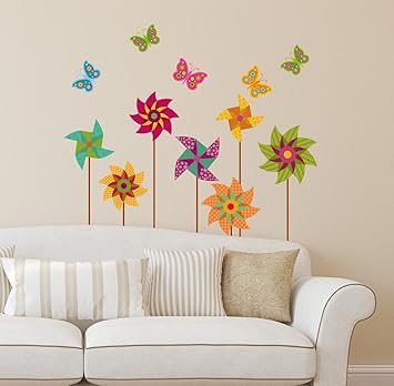 Amazon Brand - Solimo PVC Vinyl Bedroom Wall Sticker (Multicolour, Pinwheel, Ideal Size on Wall: 87 cm x 89 cm)