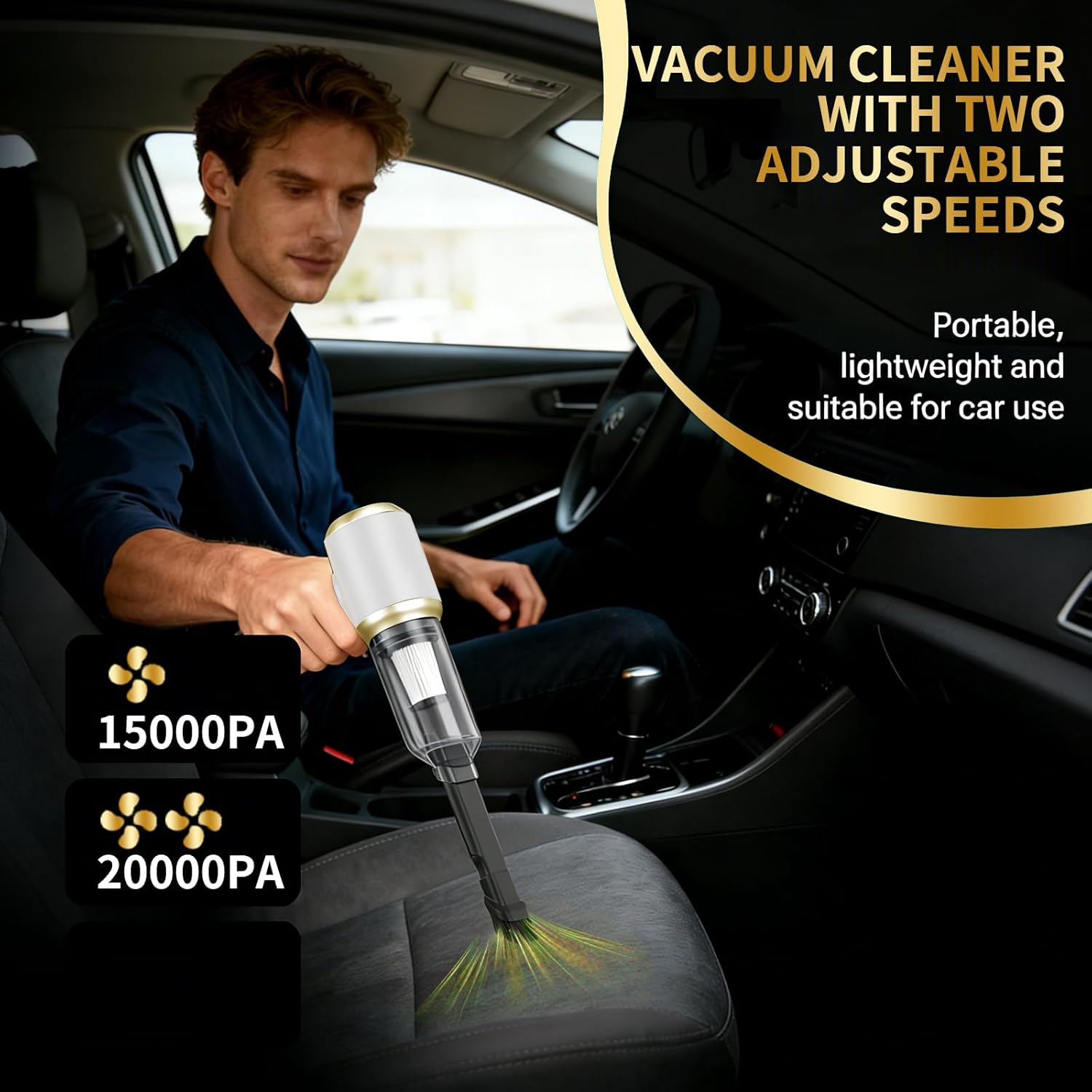 Car Vacuum Portable Cordless,Handheld Vacuum,20000PA High Power 2-in-1 Mini Vacuum Cordless Cleaner with Digital Display,Small Hand Held Vacuum for Car & Air Blower for Home(White)