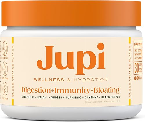 Jupi Polvo de hidratación y bienestar inyecciones de cúrcuma y jengibre, suplemento de vitamina C para energía, apoyo inmunológico y salud