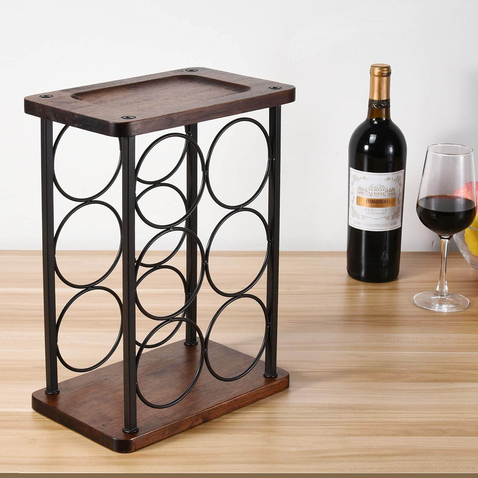 Weinflaschenhalter, 6 Flaschen wein regal Stand, Weinregal freistehend aus Holz, perfekt für Heimdekoration & Küche Aufbewahrungsregal, Bar, Keller, Schrank, Speisekammer, etc (Halten 6 Flaschen)