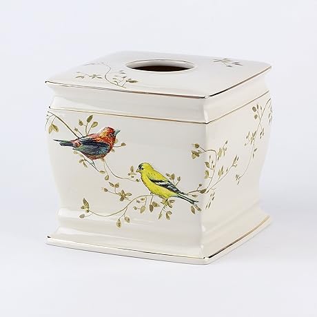 Vintage Tissue Box Cover - Gilded Birds