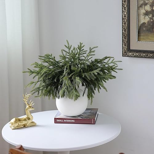 Miniatura 4 de 16 ramas de pino Norfolk de tacto real, 18 pulgadas, plantas verdes artificiales de Navidad, ramas de tallo de vegetación sintética, palillos de