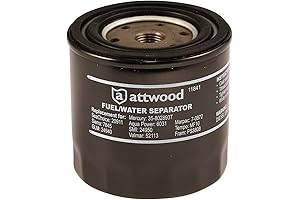 Attwood 11841-4 Universal 10-Micron Marine Fuel Water Separator Filter with Double Gasket:...