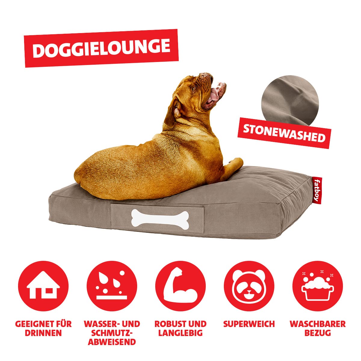Fatboy Doggielounge Stonewashed | Hundekissen Taupe | Abwaschbares  Hundebett fr groe und kleine Hunde : Amazon.de: Haustier