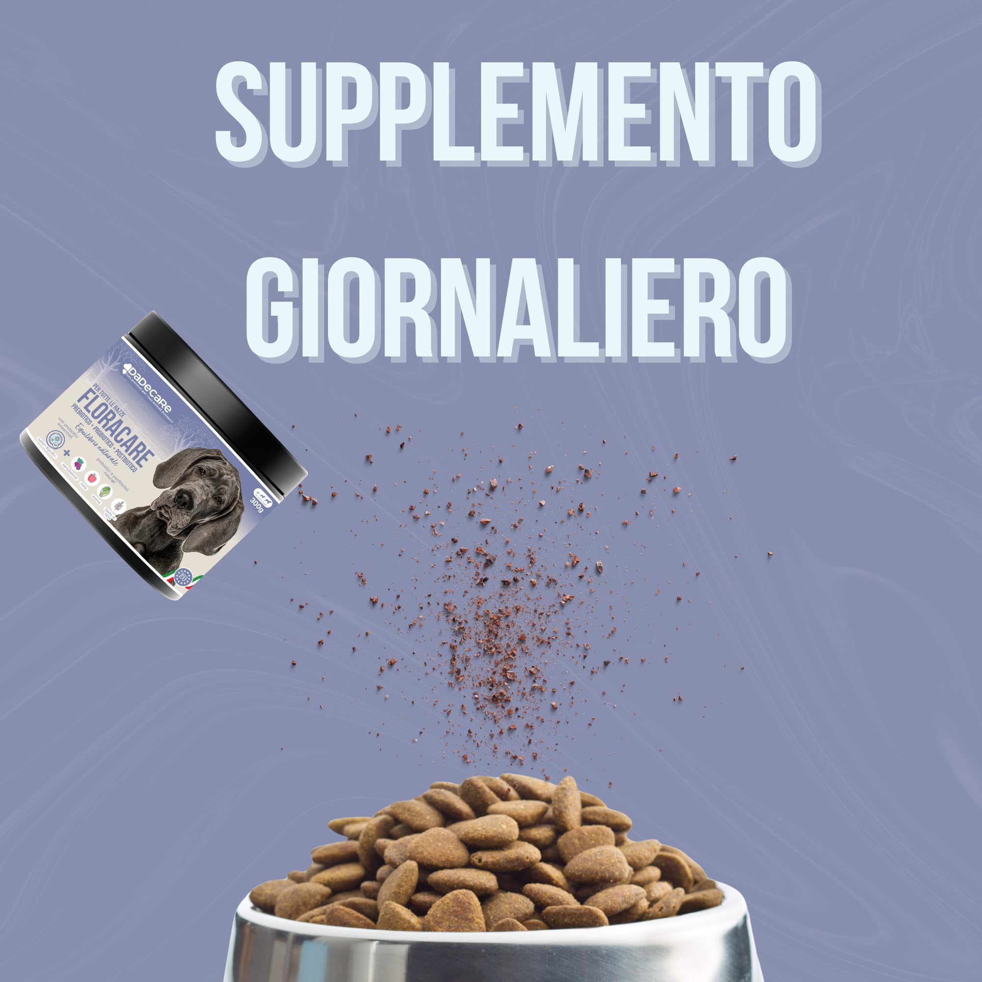 Floracare - Probiotici Cani in Polvere 300g - Ripara Flora Intestinale e Migliora Digestione - Riduce Diarree e Stress - Ideale dopo trattamenti o cambio di mangime con Prebiotici e Postbiotici