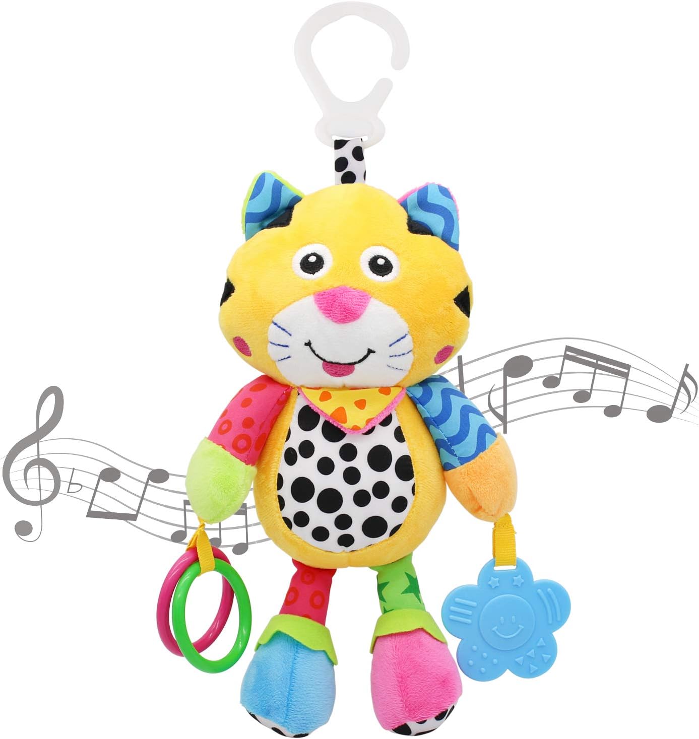 MARUMINE Baby Car Seat Toys with 24 Music and Teether, Infant Soft Plush Rattle, Early Development Hanging Stroller Toys for 0, 3, 6, 9, 12 Months Newborn Boys Girls Gifts (Tiger) : Toys & Games