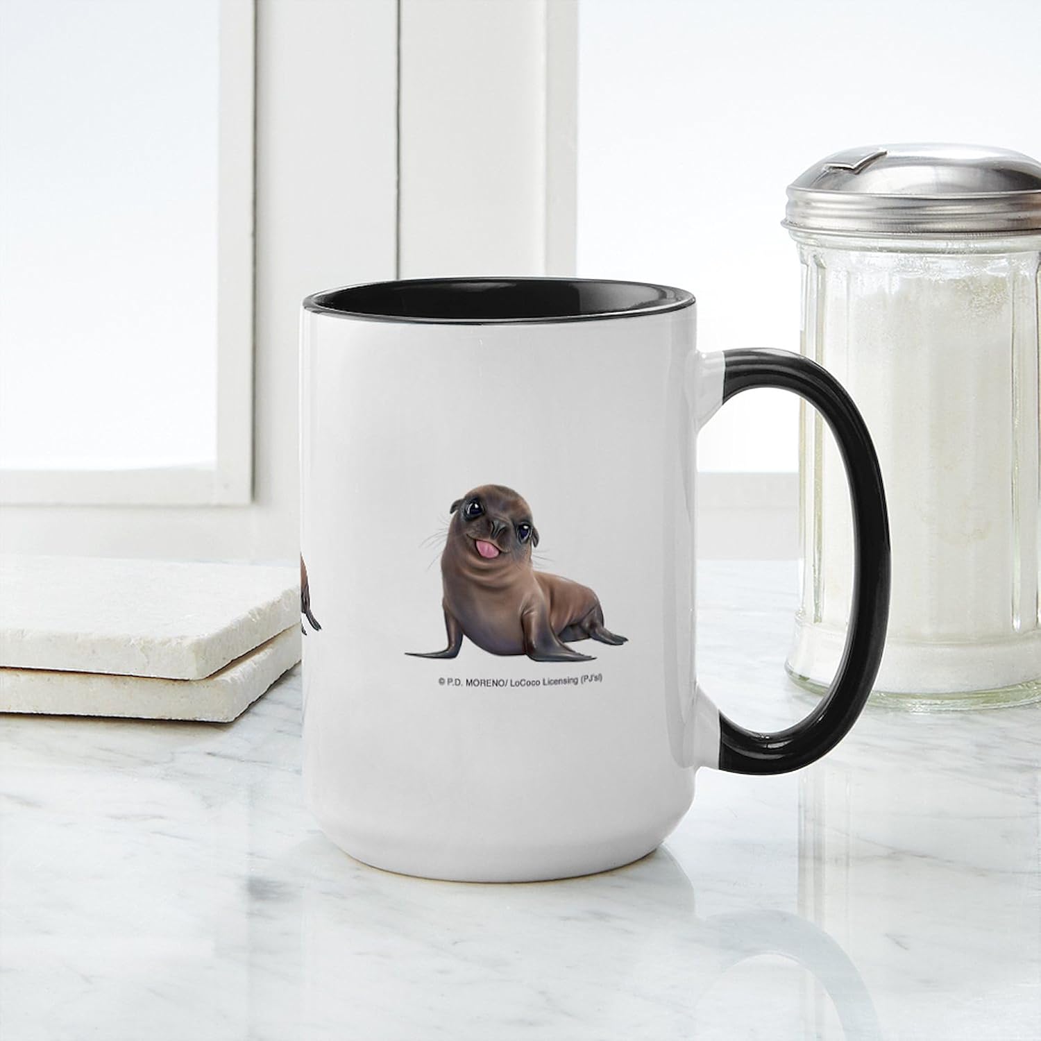 CafePress PD Moreno's Seal 15 Oz Ceramic Large Mug 15 oz (444 ml) Ceramic Coffee Mug