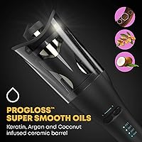 Vista 2 de Revamp Progloss Hollywood - Plancha rizadora automática de brillo avanzado con chorros iónicos dobles hidratantes, barril de cerámica infundido